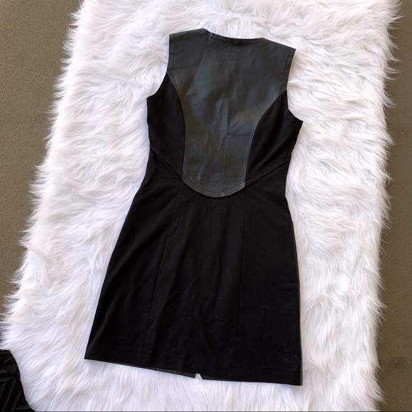 My Tribe | Sleeveless Genuine Leather Zip Front Mini Dress - Picture 4 of 8